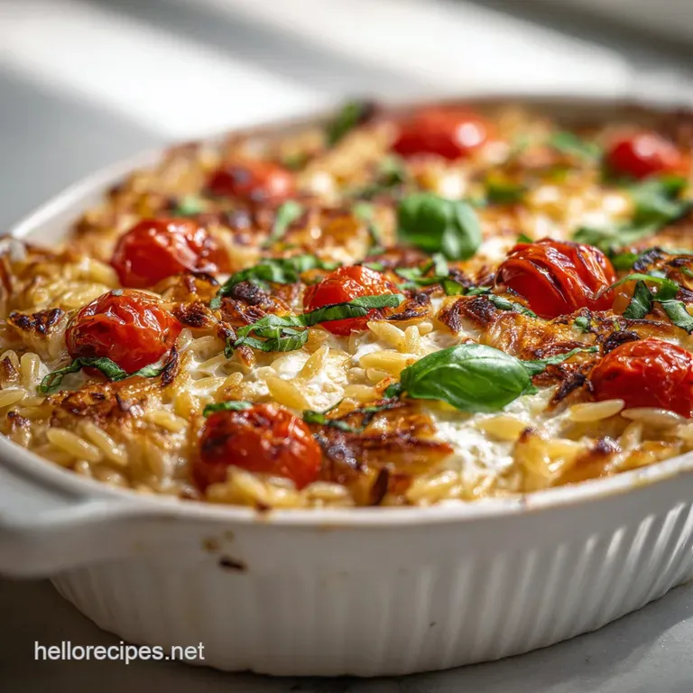 Easy Boursin Orzo Bake