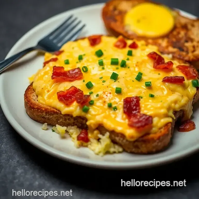 Easy Cheesy Bacon & Chive Scramble Toast presentation