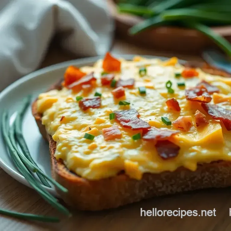 Easy Cheesy Bacon & Chive Scramble Toast