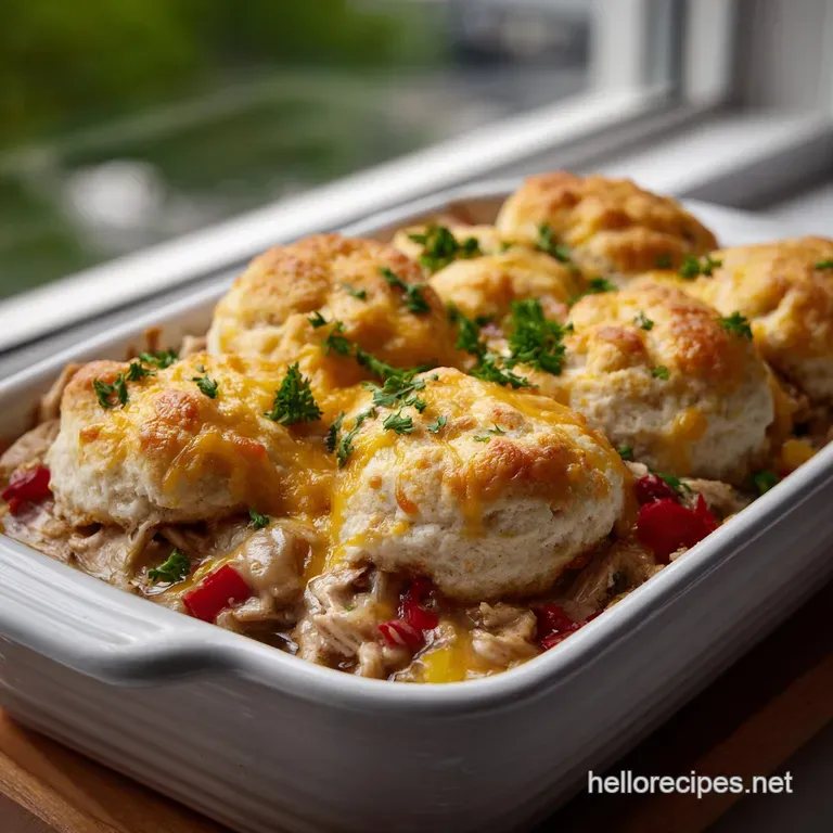 Easy Creamy Chicken and Biscuit Bake Recipe presentation