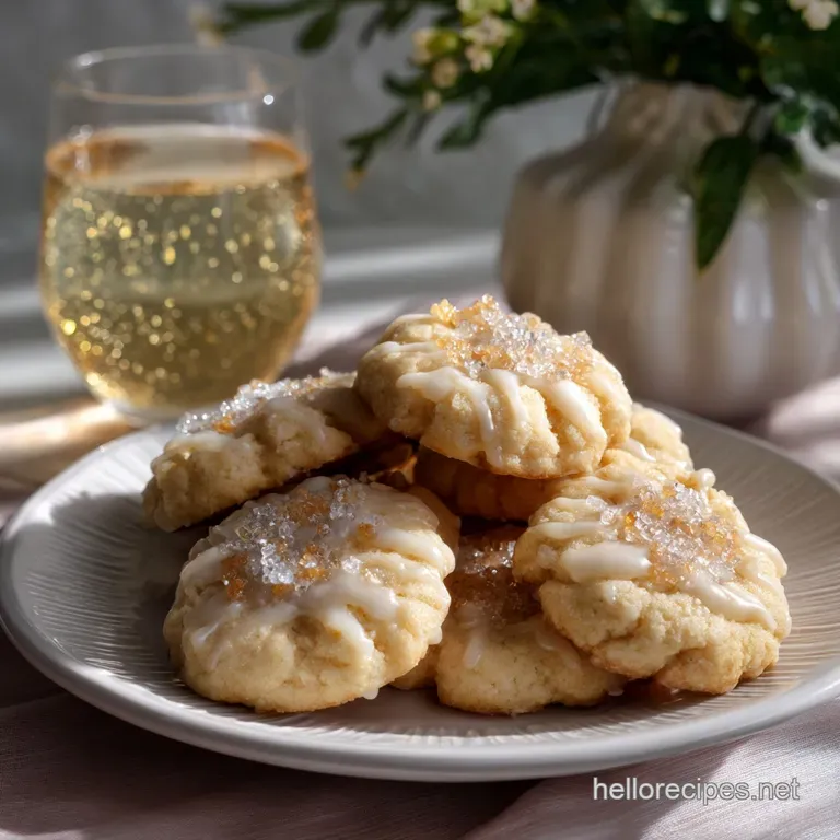 Delicate cookies arranged on a tiered serving tray. The treats feature intricate designs, a mix of textures, and a dusting...