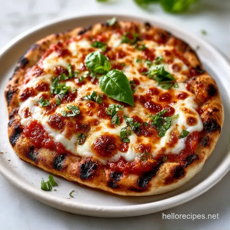Crisp pizza slices with melted mozzarella and fresh basil arranged on a slate plate with a drizzle of oil.