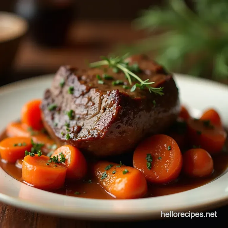The Weeknight Wonder Pot Roast Foolproof FallApart Beef with Glazed Carrots presentation