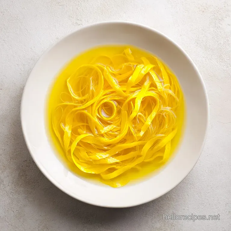 Elegant white bowl of golden broth filled with silky egg swirls and fresh green scallions on a wooden surface.