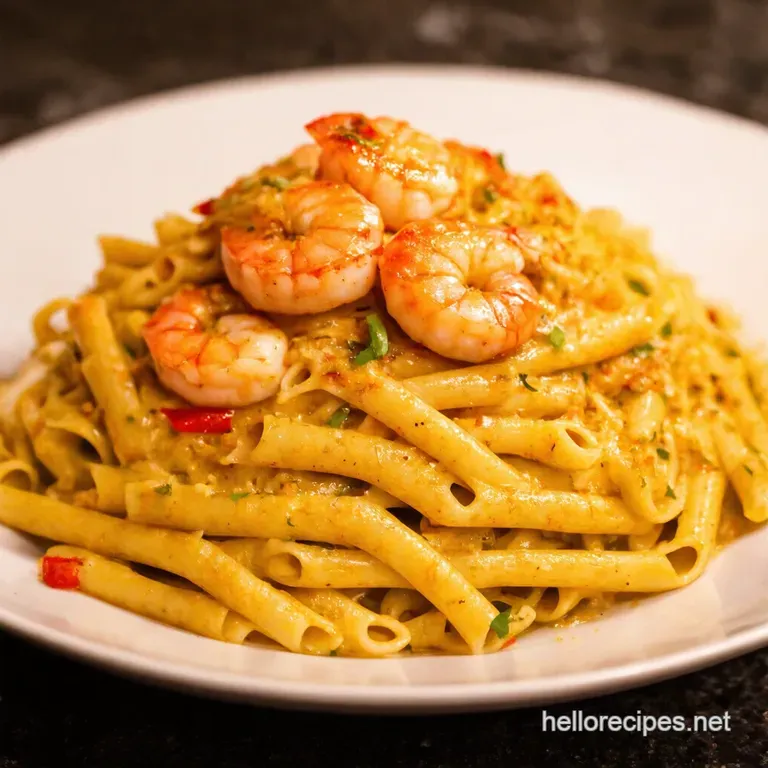 Firecracker Jamaican Jerk Shrimp Pasta presentation