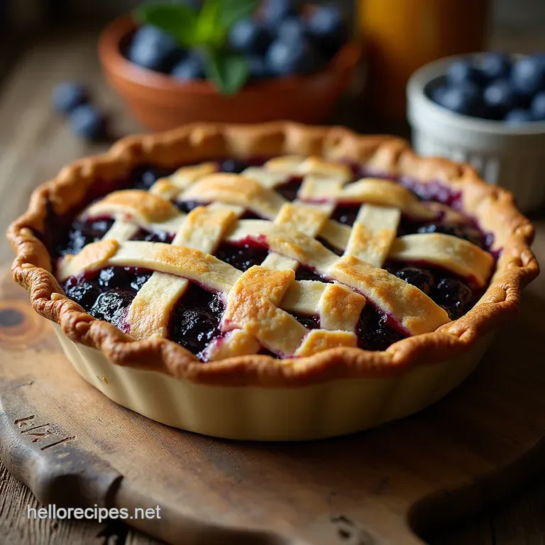 The Quintessential Deep Summer Blueberry Pie with a Flaky Allbutter Crust presentation