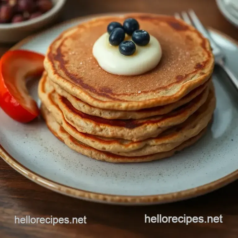 Fluffy Buckwheat Pancakes with Maple Syrup presentation