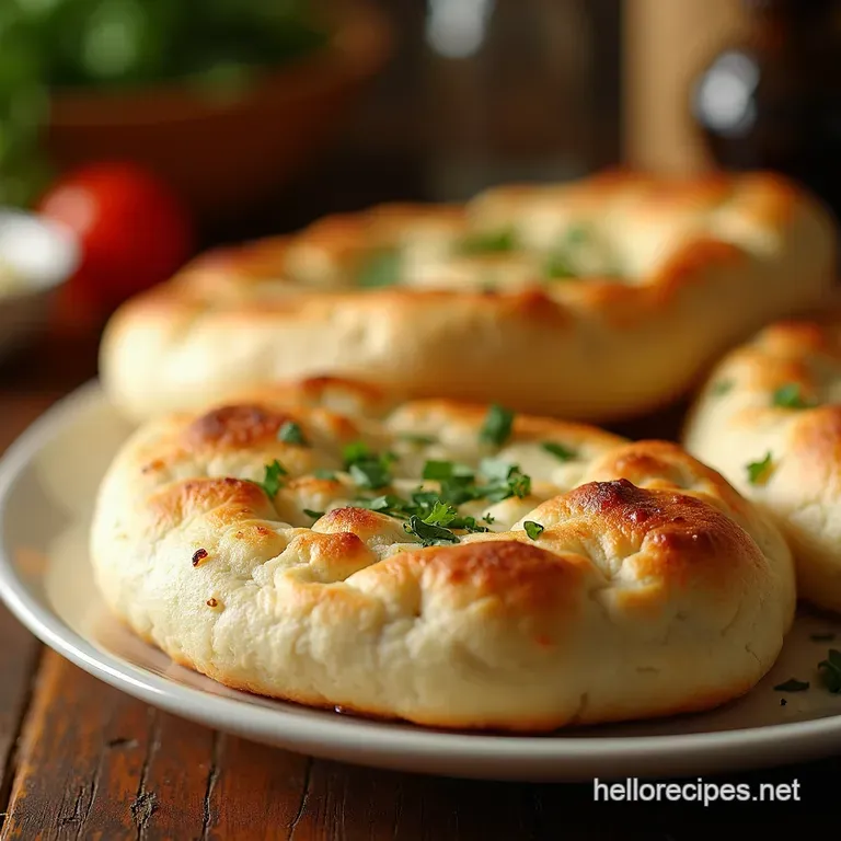Fluffy Cloud Pitas Easy Homemade Greek Flatbread presentation