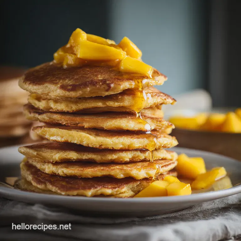 Fluffy Coconut Mango Pancakes