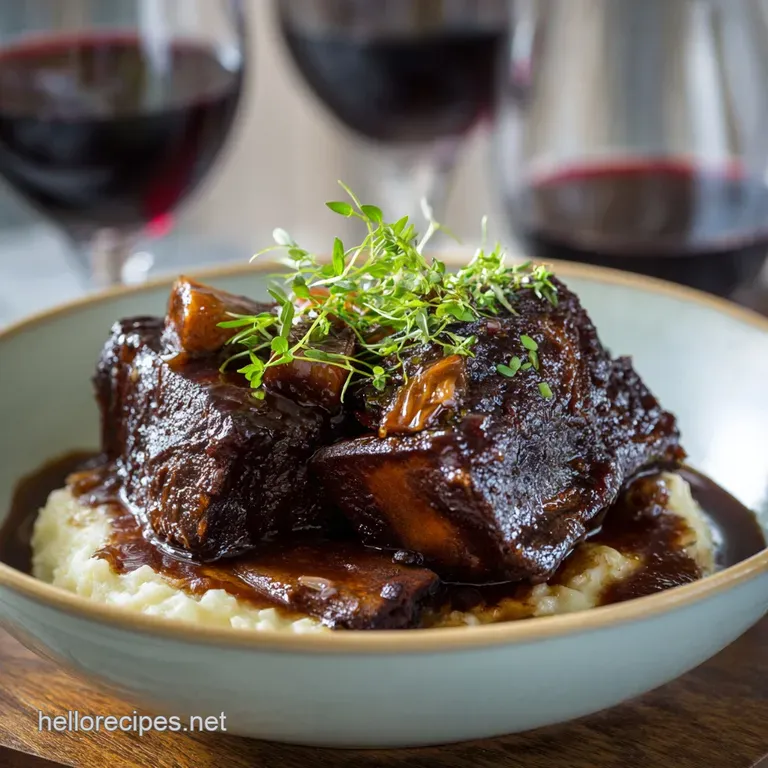 Sunday Best Deep Red Wine Braised Short Ribs with Velvety Gravy presentation