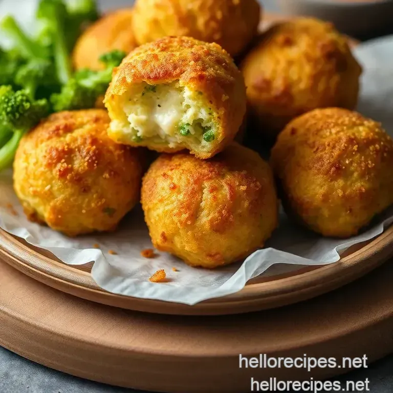 Fried Broccoli Cheese Balls - Crispy Snack presentation