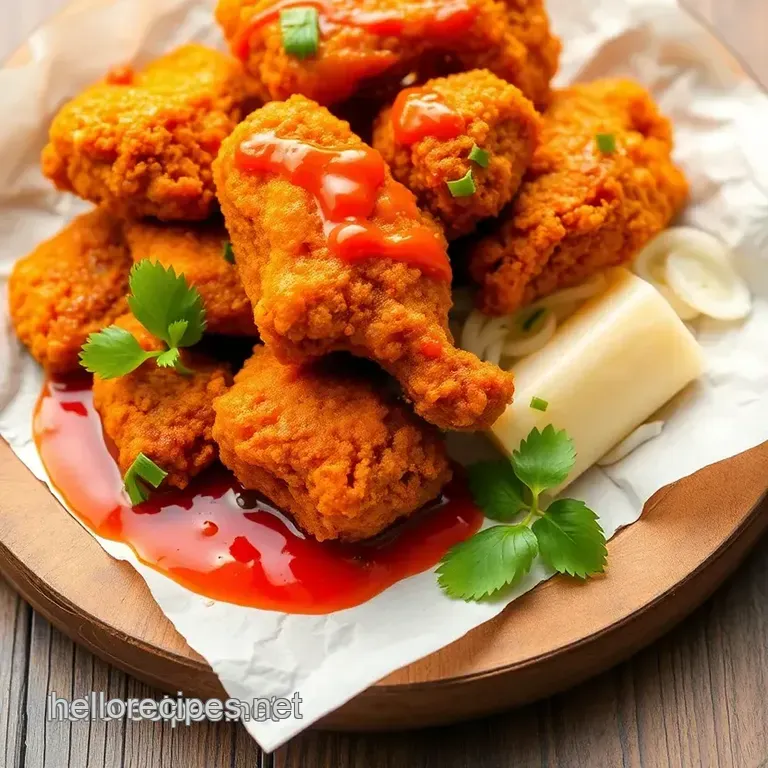 Crispy Fried Chicken with Spicy Bang Bang Sauce presentation