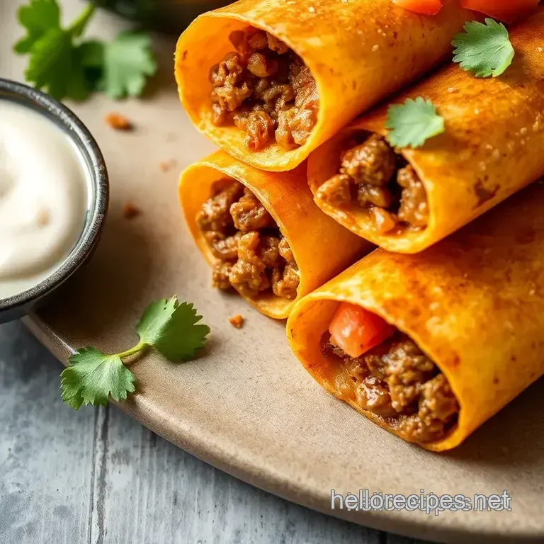 Crispy &amp Flavorful Fry Beef Flautas presentation