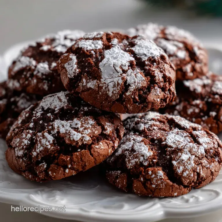 Crinkle Cookies: Classic Fudgy Chocolate Recipe presentation