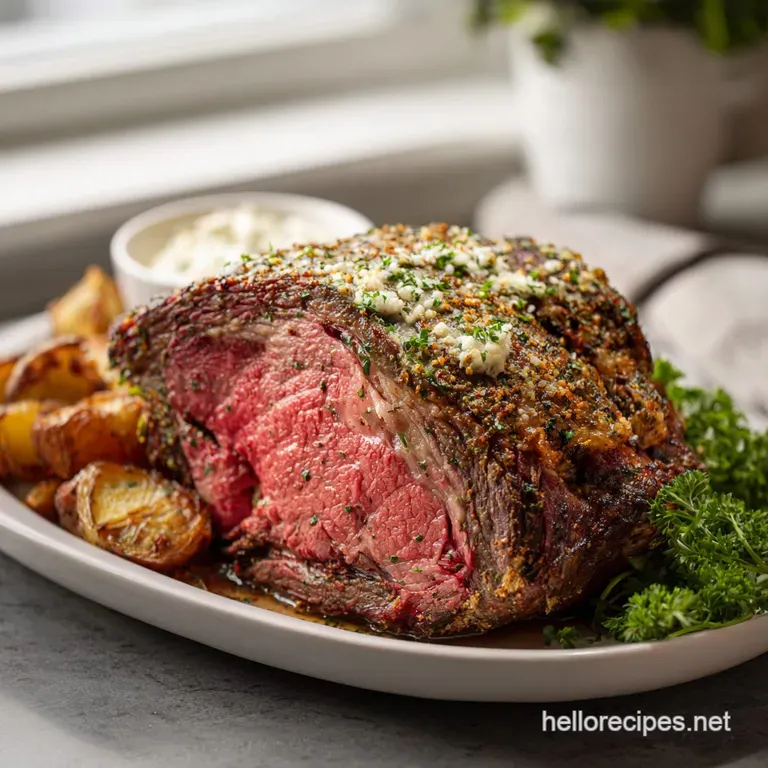 Prime Rib with Garlic Herb Butter Roast