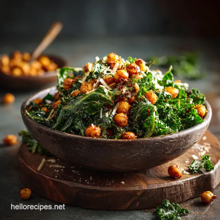 Garlicky Kale Salad with Crispy Chickpeas and Zesty Lemon Dressing