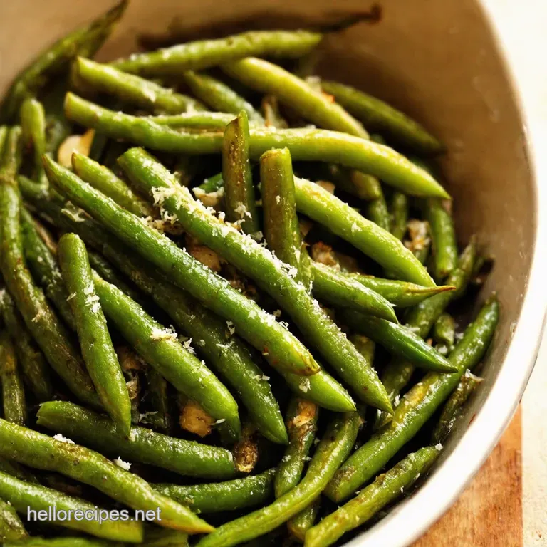 Garlicky Parmesan Baked Green Beans presentation