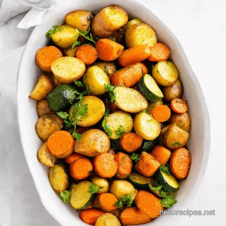 Golden Garlic Herb Roasted Potatoes Carrots Zucchini