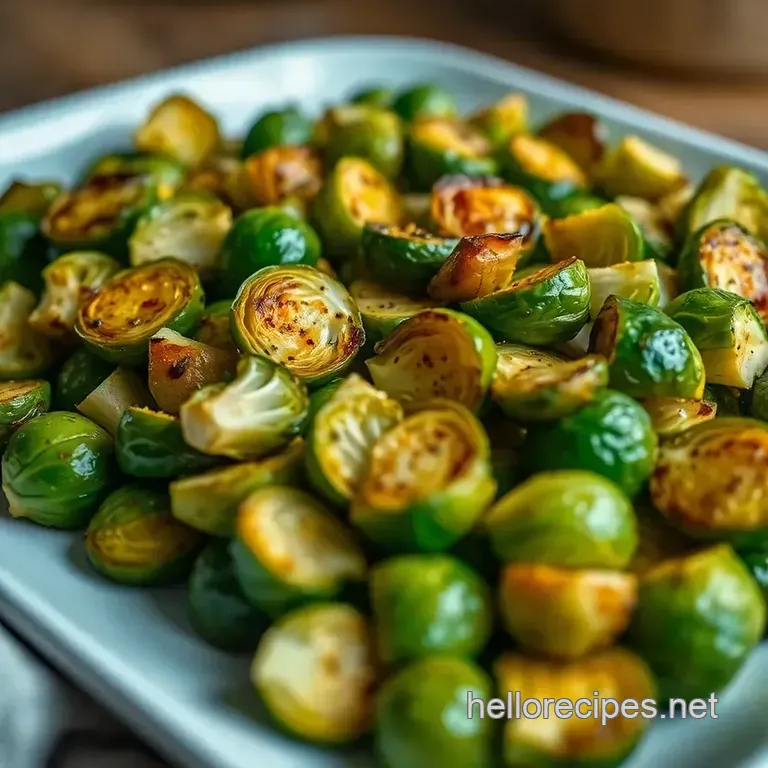 Golden Roasted Brussels Sprouts with Garlic and Balsamic Drizzle presentation