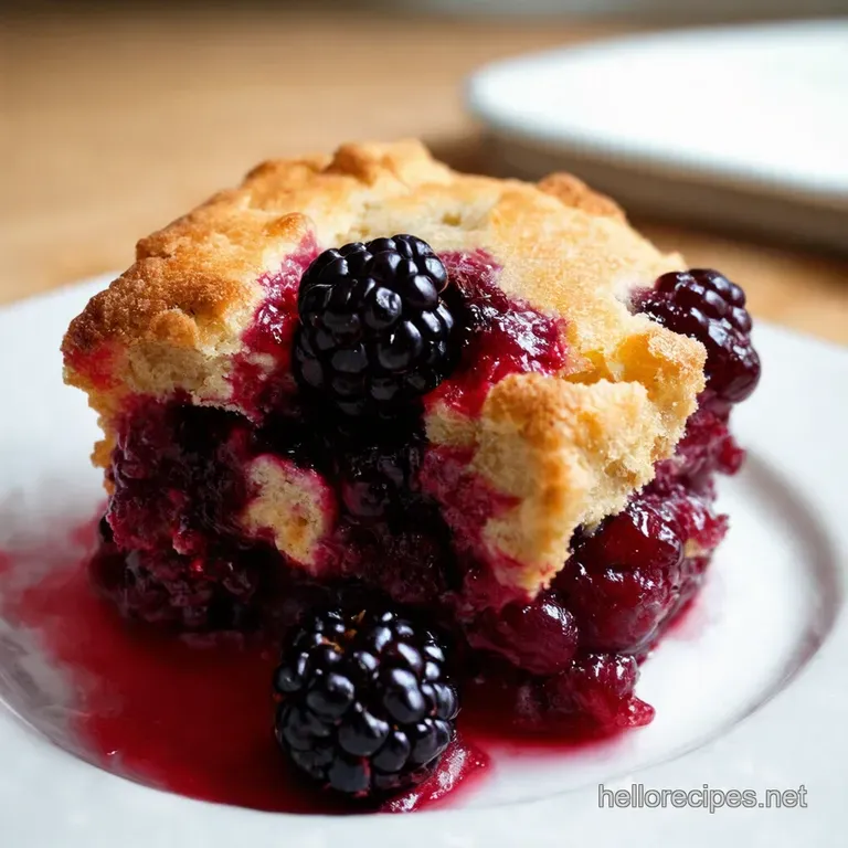Grandmas Sweet Juicy Blackberry Cobbler presentation