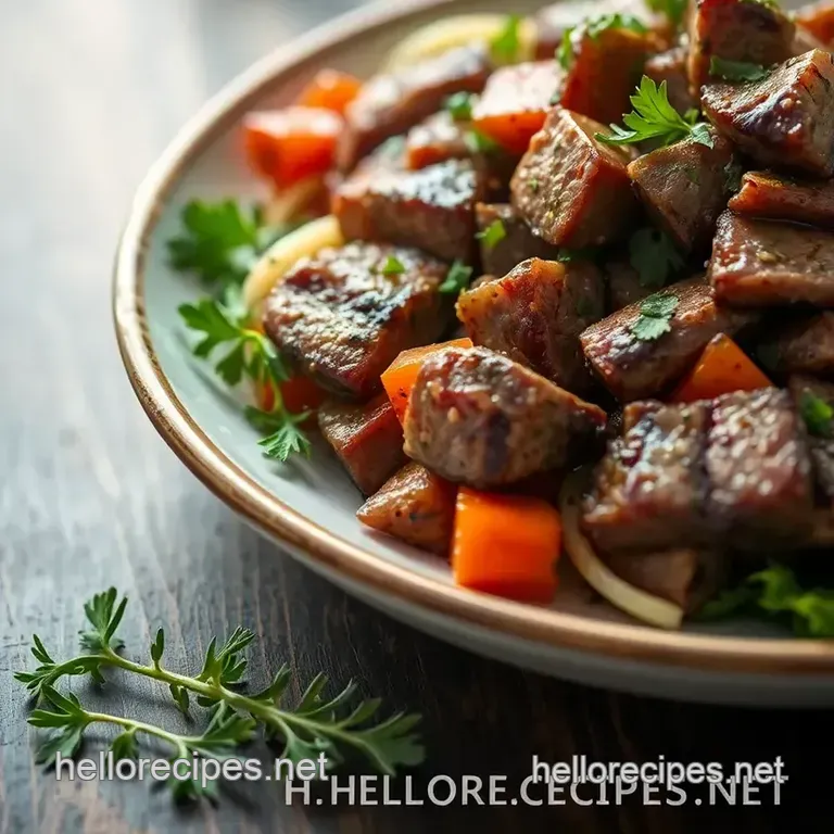 Grilled Beef Salad with Fresh Herbs presentation