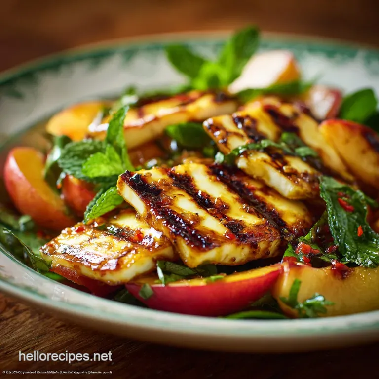 The Great British Summer Salad Grilled Halloumi Peach Rocket