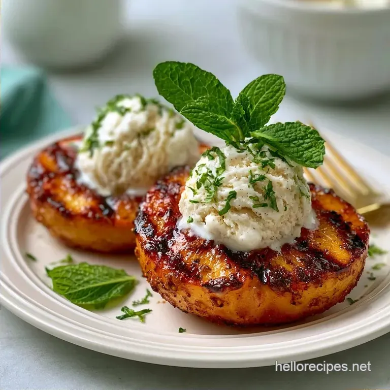 Caramelized Grilled Peaches Ice Cream