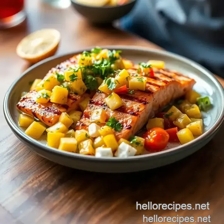 Grilled Salmon with Mango Salsa presentation