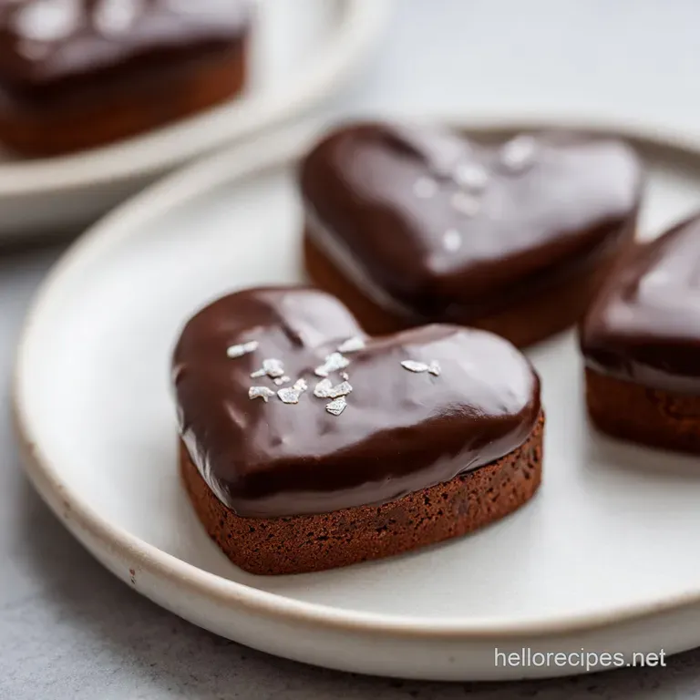Heart Shaped Brownies with Chocolate Glaze
