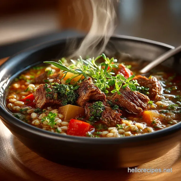 Proper Ploughmans Feast Rich Hearty Beef and Pearl Barley Soup