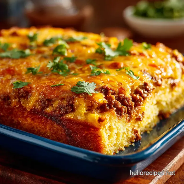 Cornbread Casserole: Ultimate Cheesy Beef Sweet Corn Supper presentation