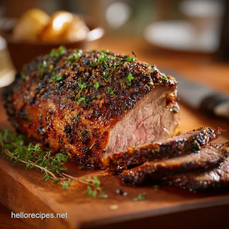 Top Round Roast: Herb-Crusted Juicy presentation
