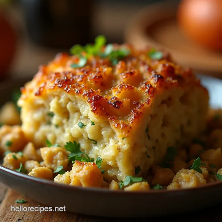 The Crispy Crown Custardy Heart Heritage Herb Stuffing presentation