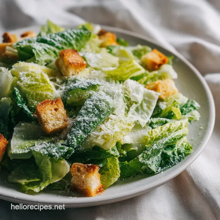 A perfectly portioned Caesar salad on a white plate, adorned with a whole grilled chicken breast and a lemon wedge.
