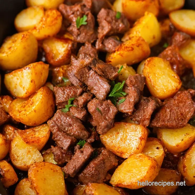 Honeyglazed Beef Crispy Smashed Potatoes presentation