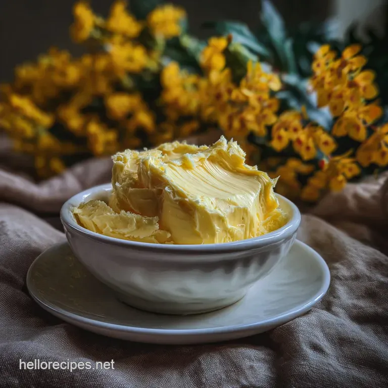 Luxurious vegan butter, browned to perfection, served with toasted bread, showcasing a rich, caramelized color and invitin...