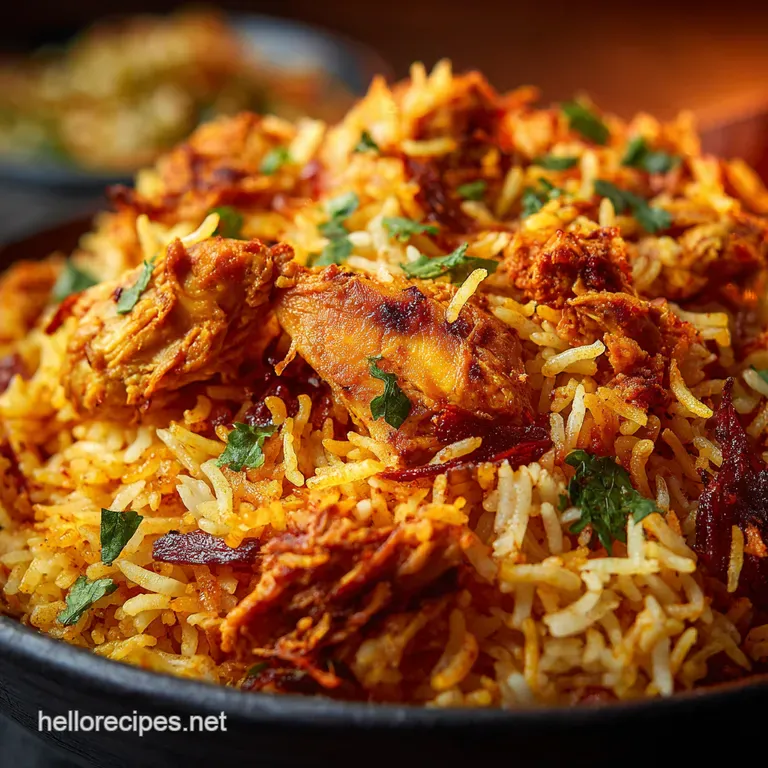 Hyderabadi Chicken Biryani a Royal Feast at Home presentation