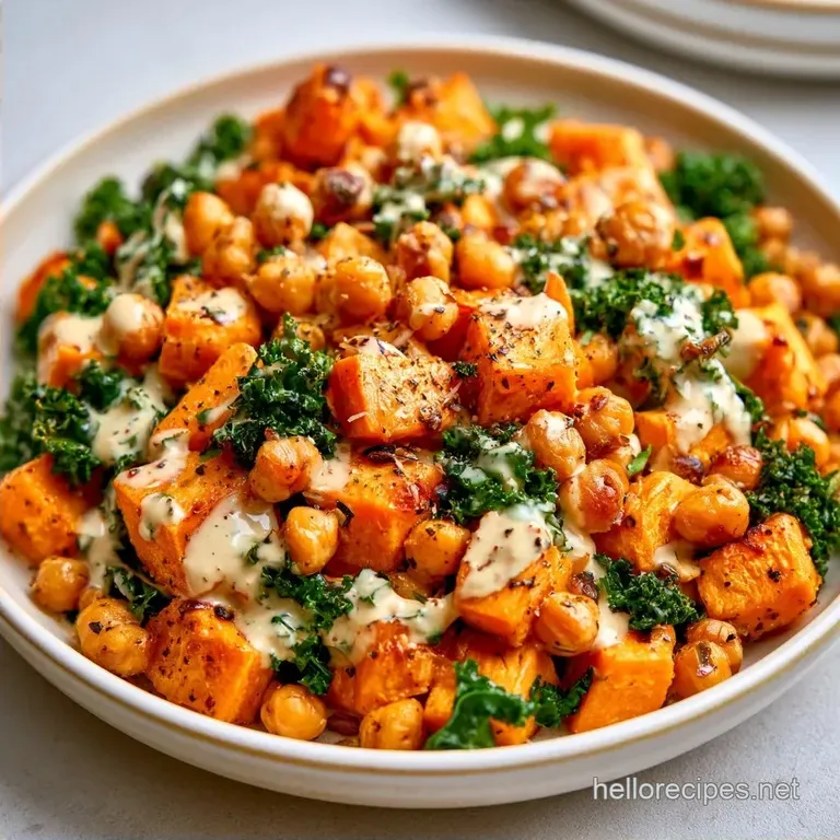 Kale Sweet Potato Salad with Tahini Dressing