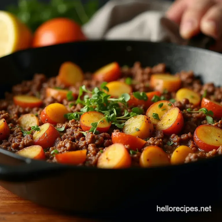 The Weeknight Wonder Rustic German Potato and Minced Meat Skillet Kartoffelpfanne Mit Hackfleisch presentation