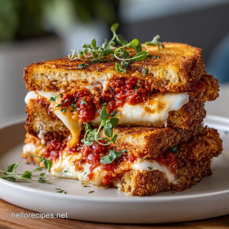 Lazy Chicken Parmesan Grilled Cheese: Crispy and Molten