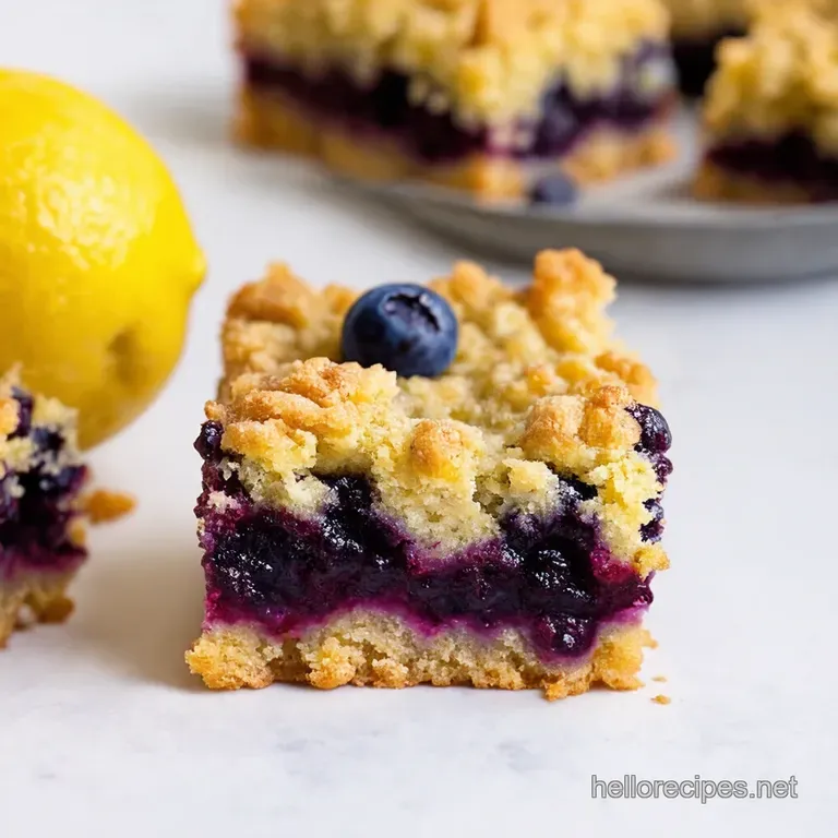 Lemon Blueberry Bliss Bars with a Crumble Top presentation