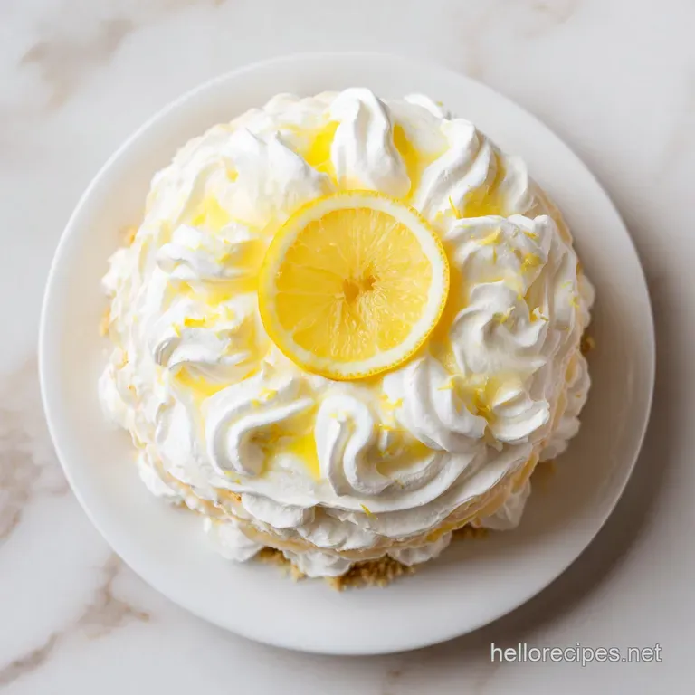 A slice of fluffy yellow cake with swirls of white frosting on a clean white plate.