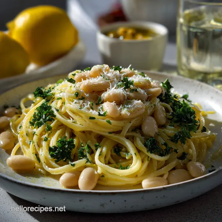 Lemon Garlic Pasta with White Beans | Low-Effort Vegan Meal