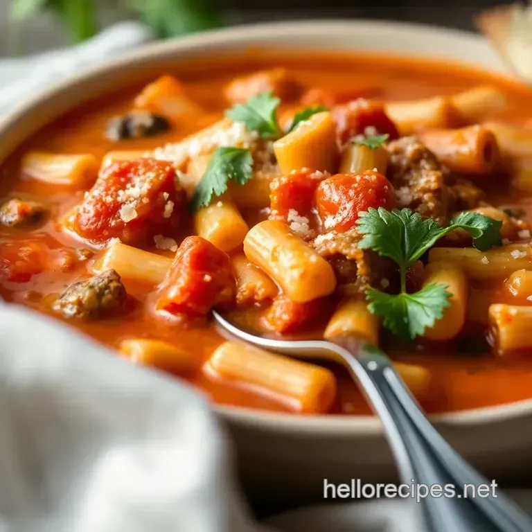 Mama Mia s Hearty Pasta Fagioli Soup presentation