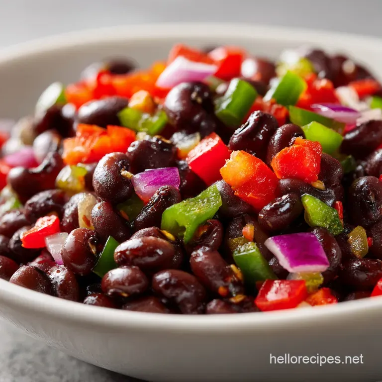 Vibrant mix of cream-colored beans and crisp red vegetables served in clear glass meal prep containers.
