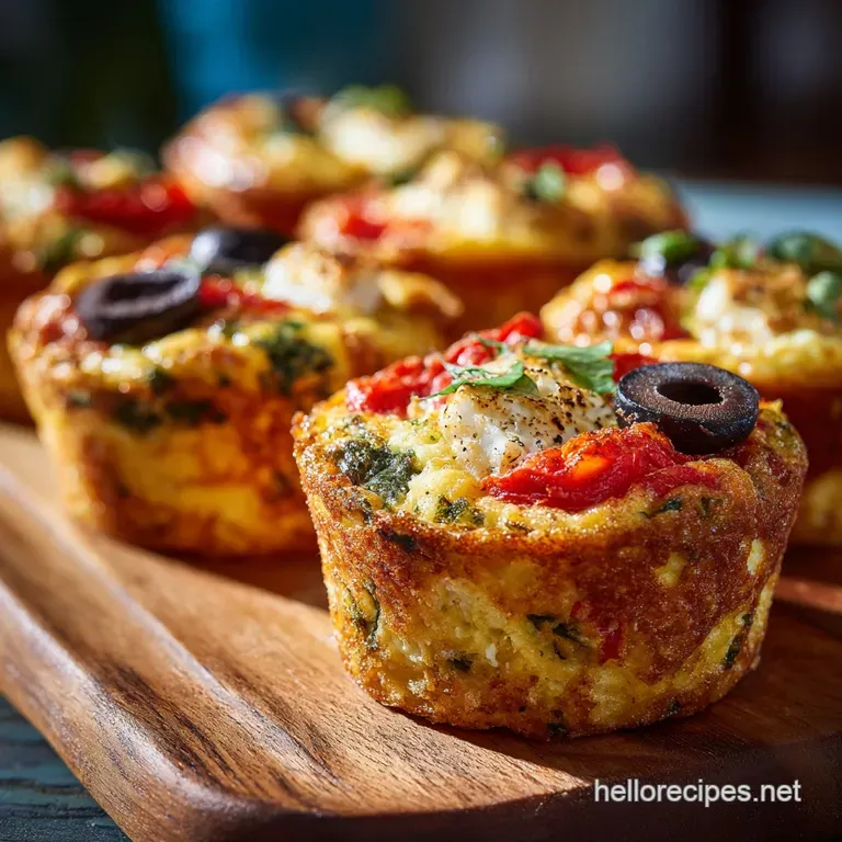 Mediterranean Morning Frittata Muffins Spinach Feta Sundried Tomato presentation