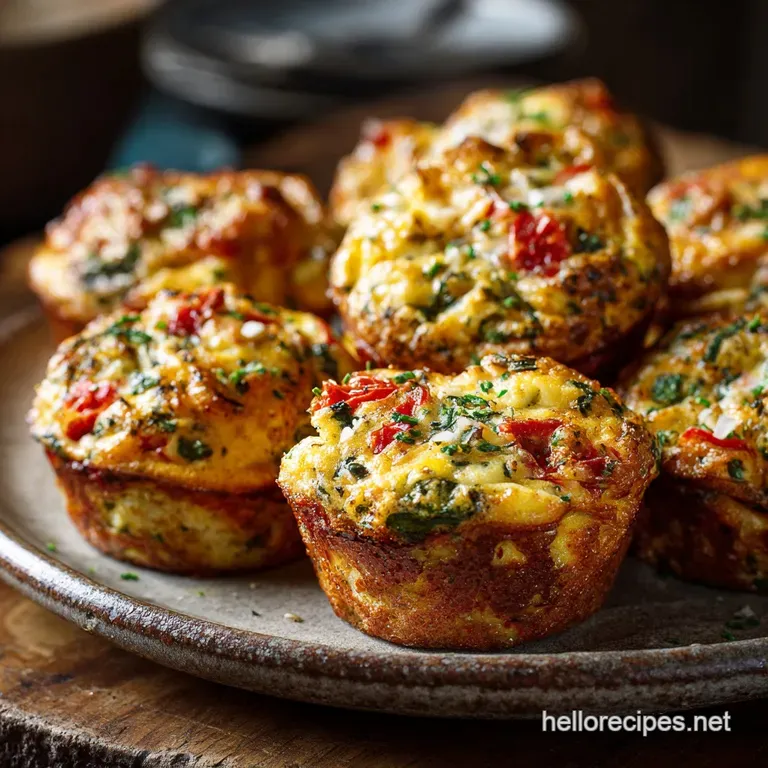 Mediterranean Morning Frittata Muffins Spinach Feta SunDried Tomato