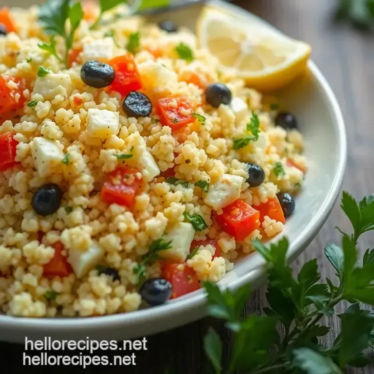 Mediterranean Pearl Couscous Salad with Lemon-Herb Vinaigrette presentation