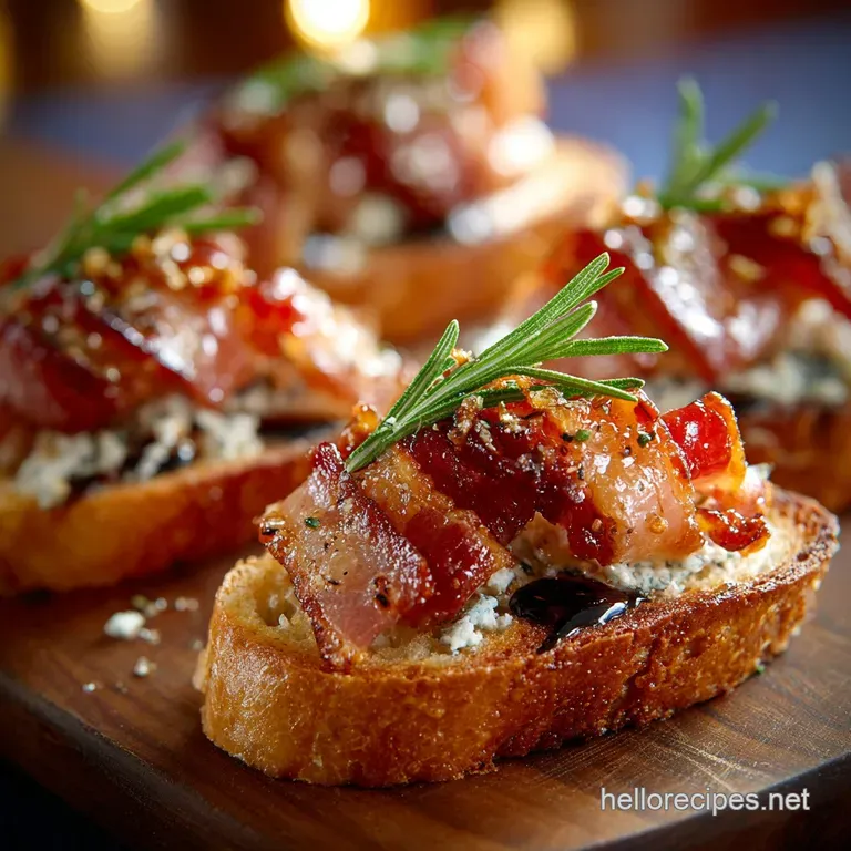 Million Dollar Bacon Crostini Sticky Spicy Candied Bites with Whipped Goat Cheese