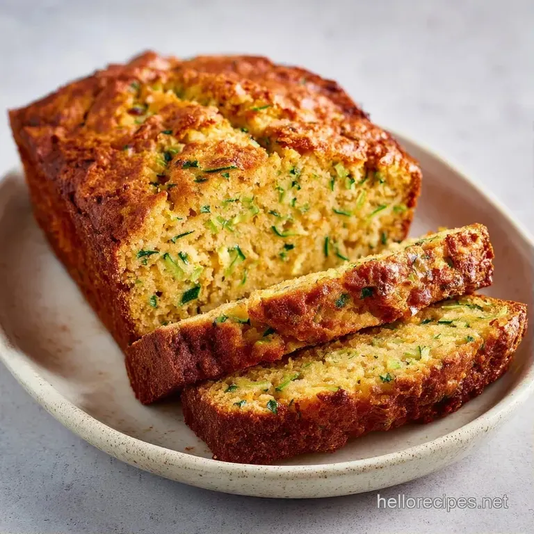 A thick slice of golden-brown quick bread on a ceramic plate, paired with a melting pat of butter and a linen napkin.